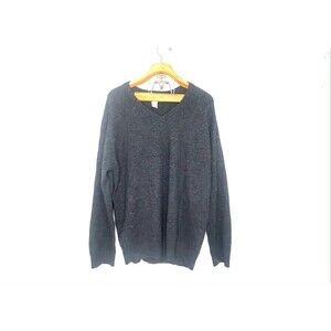 L.L Bean 100% Wool Black Pullover V-Neck Sweater